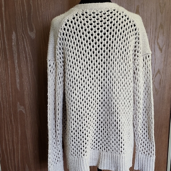 DEX Open-Knit Beautiful Cream Cardigan Sweater Wool Blend Size Small - Picture 3 of 9